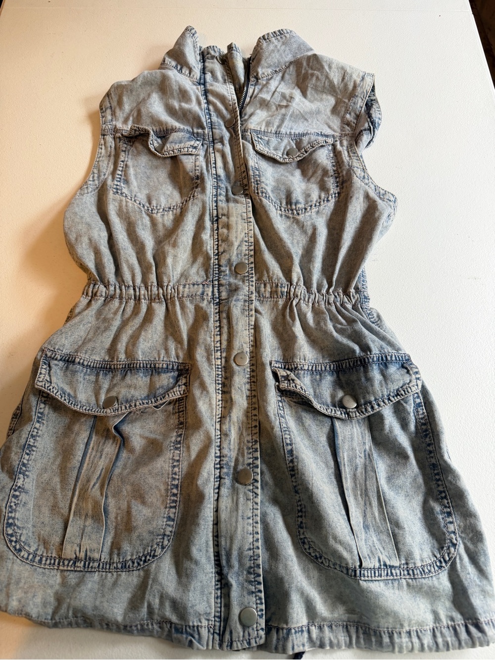 Light Denim Utility Dress - Gray